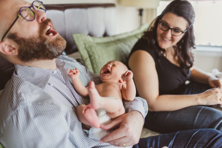 Adorable newborn photography with cozy props by From the Hip Photo
