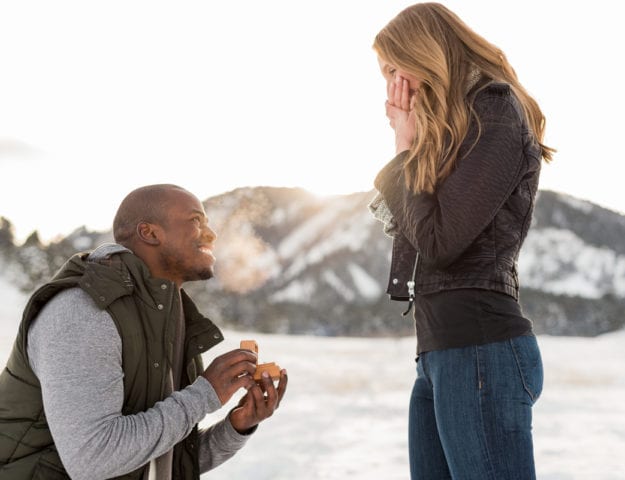 Surprise Winter Proposal | Engagement Photography | Chautauqua Park Boulder | From The Hip Photo