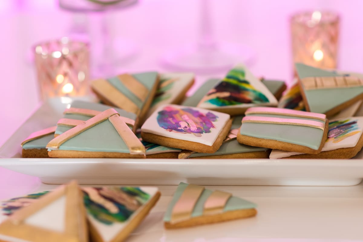 pastel cookies with golden elements