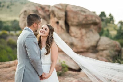 Bride and Groom look lovingly at each other at Willow Ridge Manor