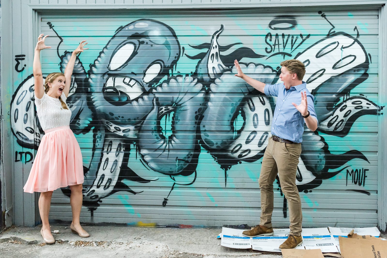 Laura & Shon A RiNo Engagement| Engagement| RiNo Art District| From the Hip Photo