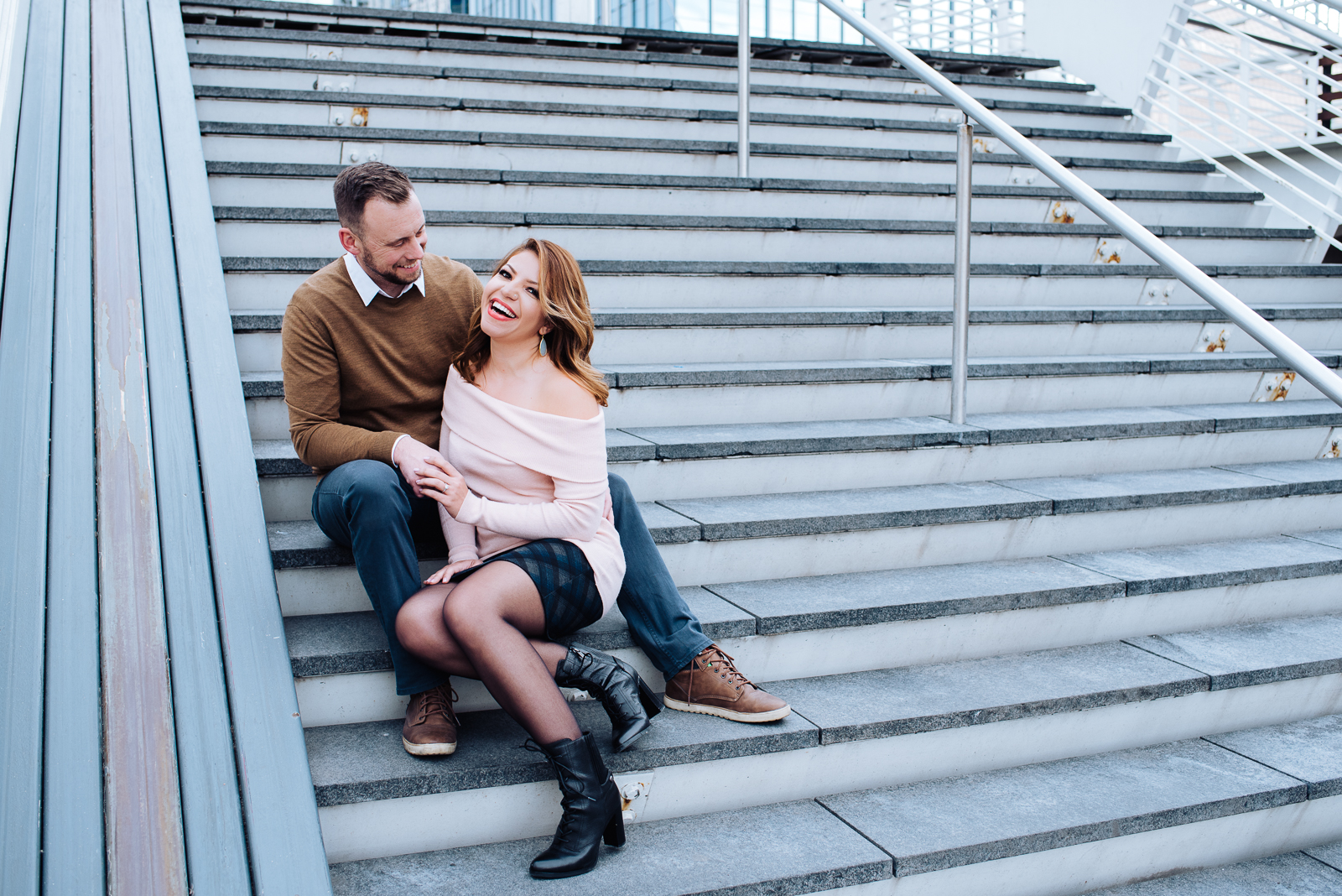 The Quintessential Denver Engagement | Engagement Photo | Union Station Millennium Bridge | From the Hip Photo