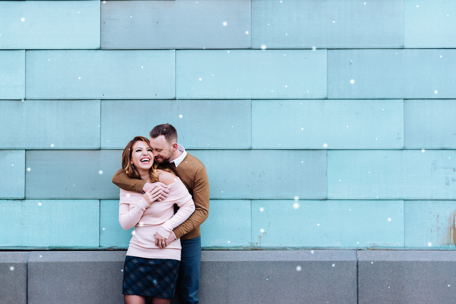 The Quintessential Denver Engagement | Engagement Photo | Union Station Millennium Bridge | From the Hip Photo
