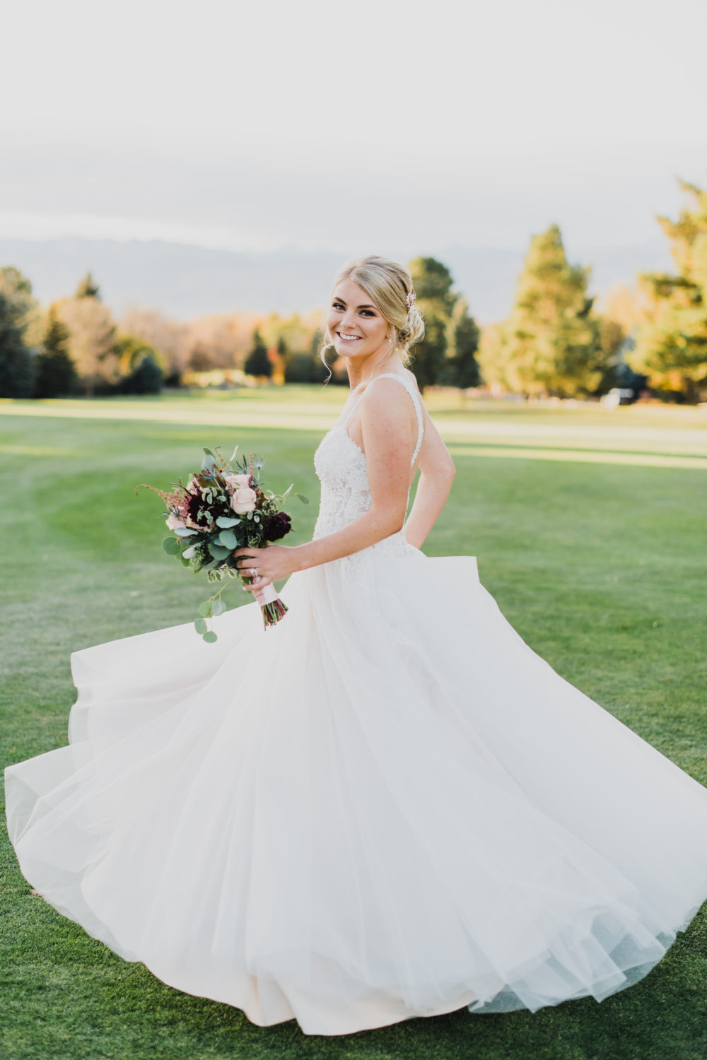 Intimate wedding portrait with natural Colorado light