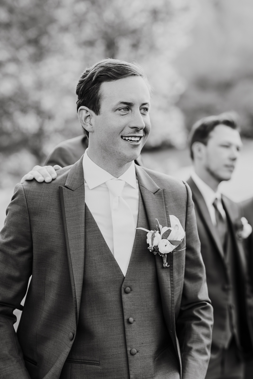 Groom at Arrowhead wedding ceremony