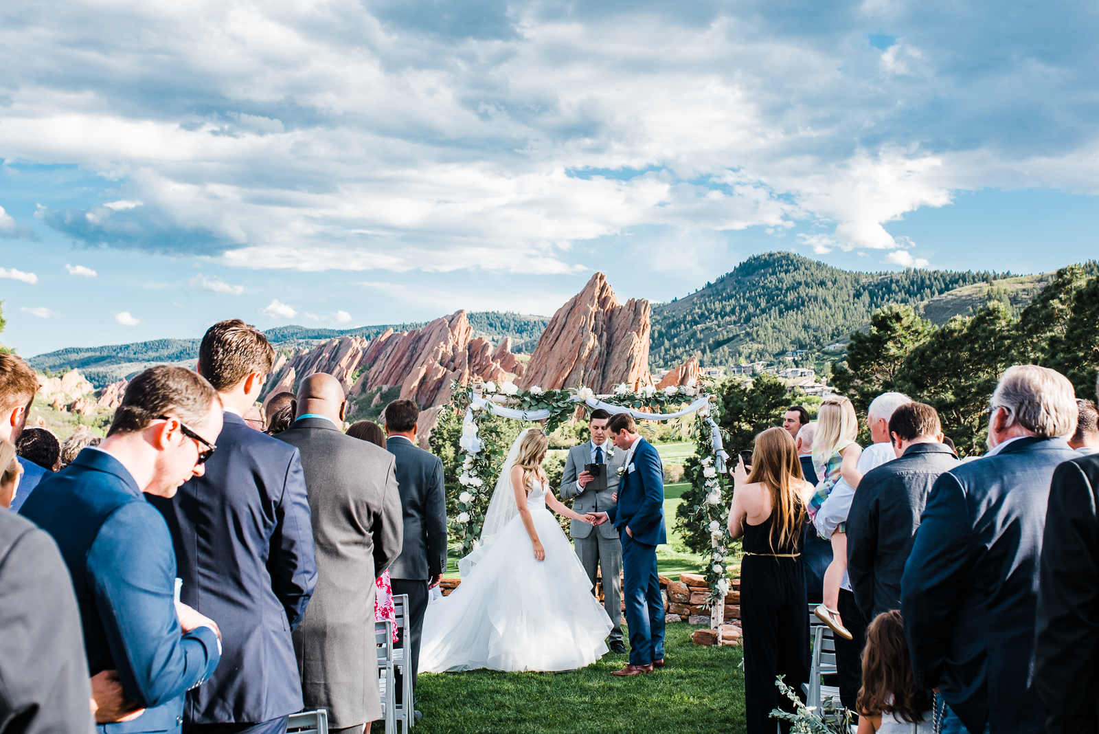 Bride and groom couple portrait at Arrowhead wedding