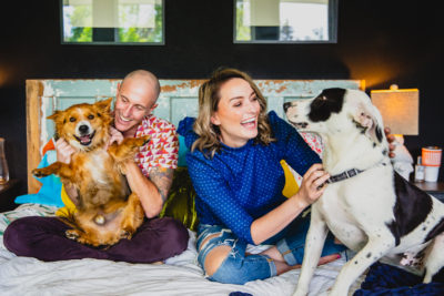dogs on bed | Downtown Denver Urban Loft
