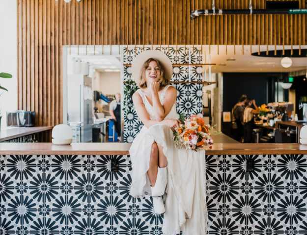 Nurture Wellness Stylized Editorial Happy Bride Photo | Denver Colorado Venue Photographer