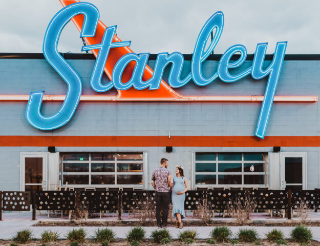 Stanley Marketplace Denver Colorado Outdoor Urban Indoor Shopping Center Fun Colorful Family Engagement Maternity Headshot Pictures | From the Hip Photo Portrait Photography
