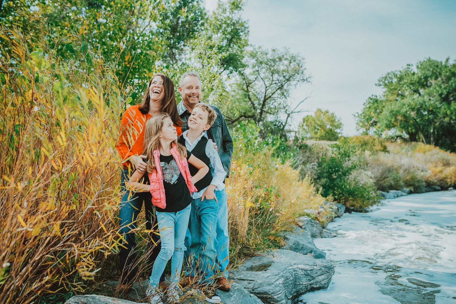 Denver outdoor family session spring -- parents and children portrait