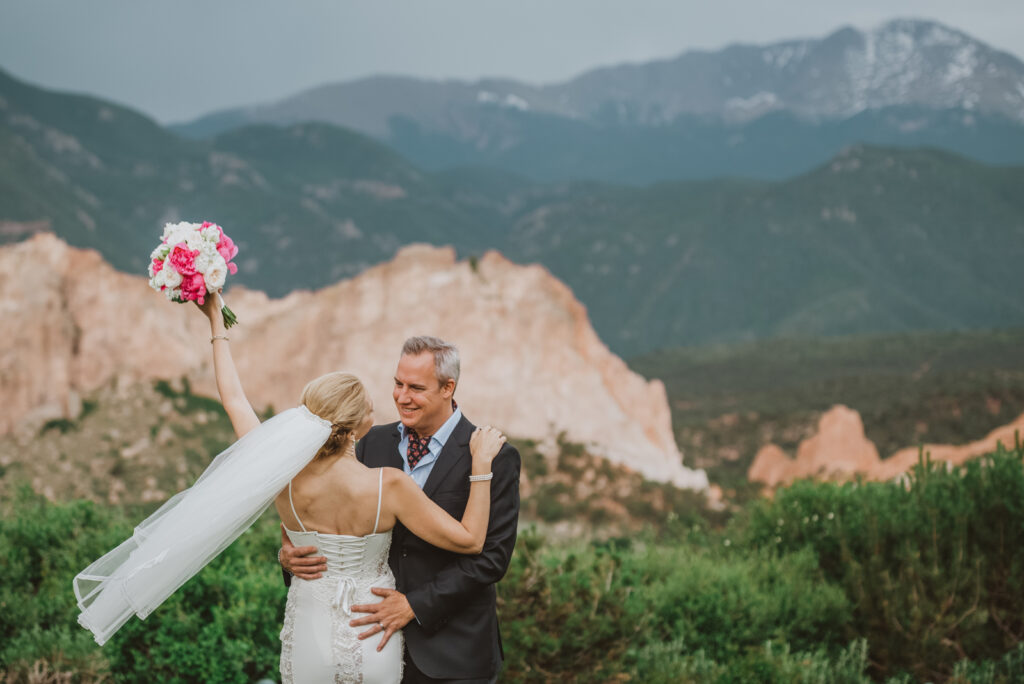 Garden of the Gods outdoor park trail nature mountain fun candid romantic wedding picture | From the Hip Photo Denver Colorado portrait photography 