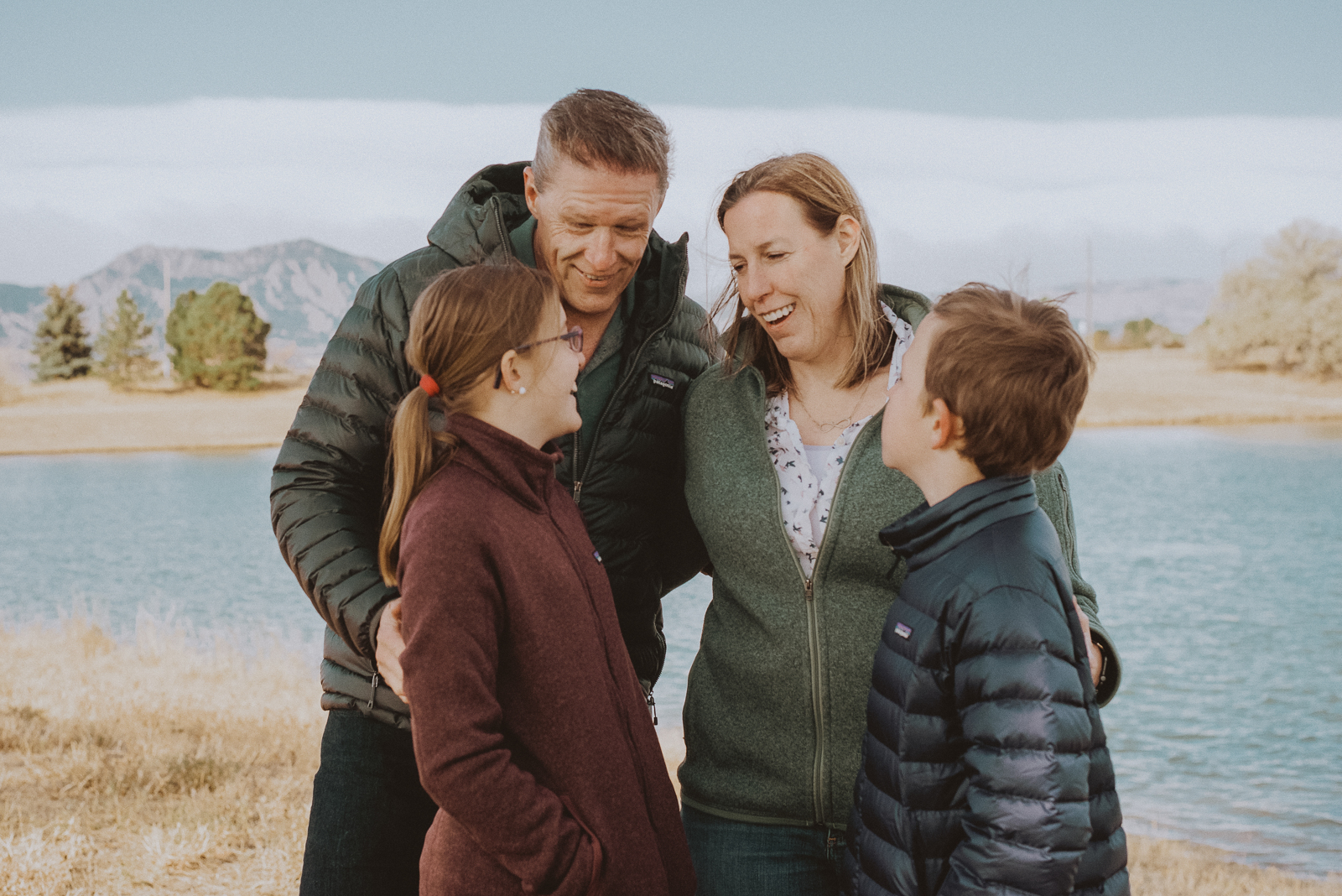 Scenic landscape view of Harper Lake showing water, trees and mountain views