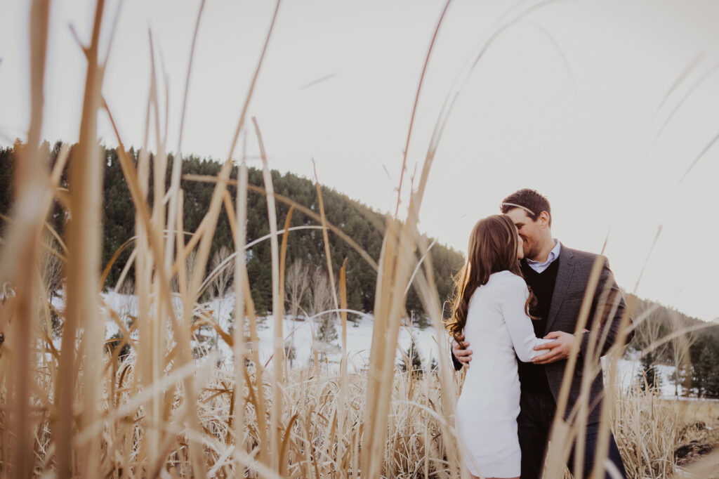 Evergreen Lake House outdoor lake nature trail adventurous candid fun engagement picture | From the Hip Photo Denver Colorado portrait photography
