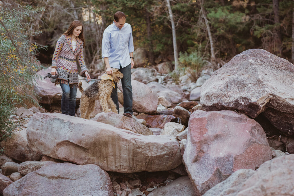S. Mesa Trail and Eldorado Canyon outdoor nature trail candid fun romantic engagement picture | From the Hip Photo portrait photography 