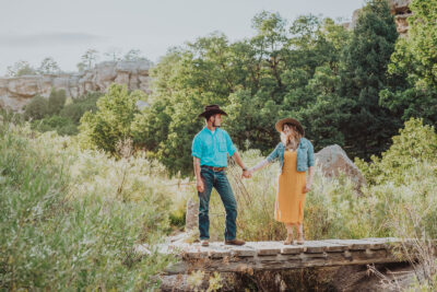 Castlewood Canyon Franktown Colorado outdoor mountain trail candid adventurous fun engagement family pictures | From the Hip Photo portrait photography