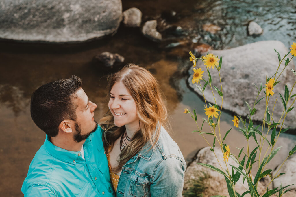 Castlewood Canyon State Park Franktown Colorado outdoor nature adventurous candid fun engagement picture | From the Hip Photo Denver portrait photography 