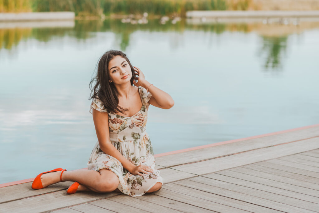 Central Park Denver Colorado outdoor nature creek neighborhood candid fun senior headshot picture | From the Hip Photo portrait photography 