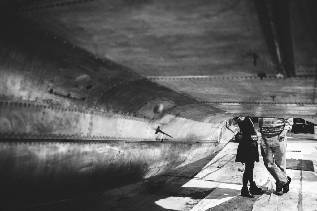 Wings Over The Rockies indoor aircraft museum edgy fun adventurous headshot picture | From the Hip Photo Denver Colorado portrait photography 