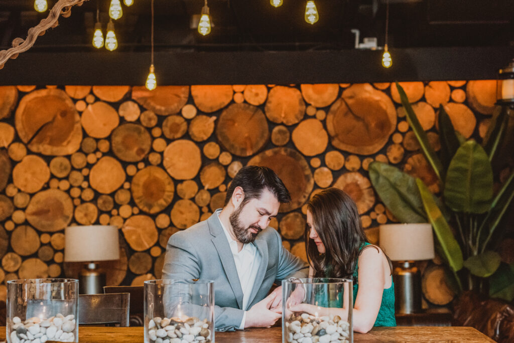 Your Favorite Spot restaurant bar coffee shop bookstore candid fun unique engagement picture | From the Hip Photo Denver Colorado portrait photography 