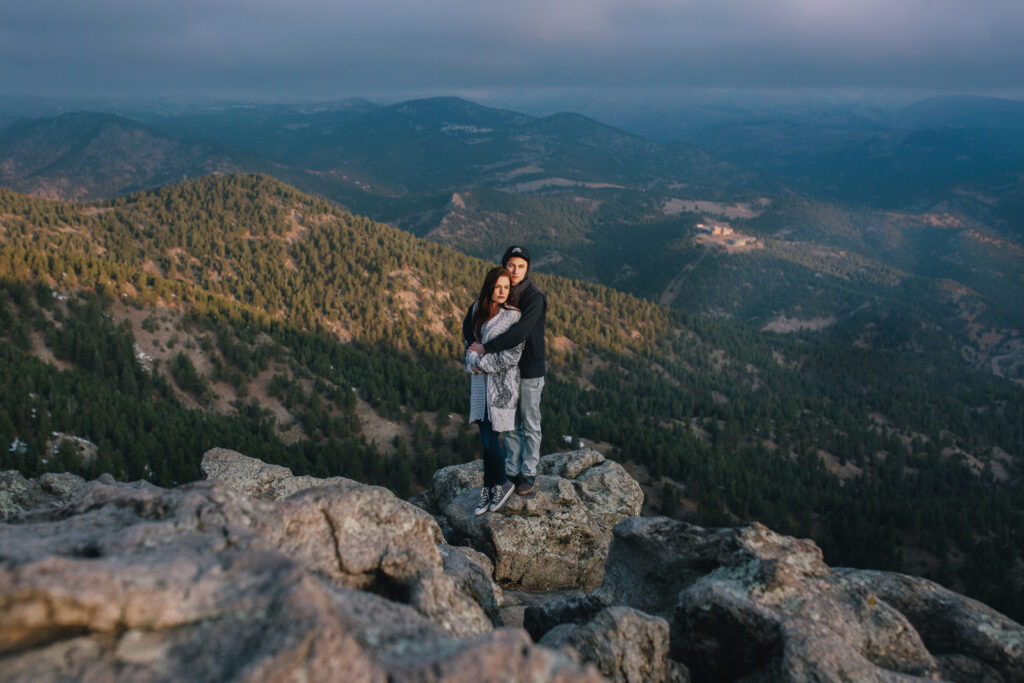 Lost Gulch Overlook Boulder Colorado outdoor mountain views fun candid romantic engagement pictures | From the Hip Photo portrait photography 
