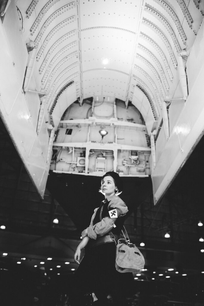 Wings Over The Rockies indoor aircraft museum edgy fun adventurous headshot picture | From the Hip Photo Denver Colorado portrait photography 