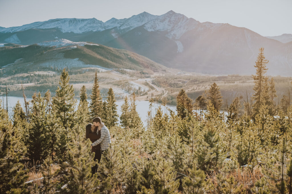 Sapphire Point Dillion Colorado outdoor mountain lake trail nature candid fun loving engagement picture | From the Hip Photo Denver portrait photography 