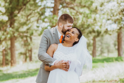 Evergreen Lake House outdoor lake nature trail adventurous candid fun wedding picture | From the Hip Photo Denver Colorado portrait photography