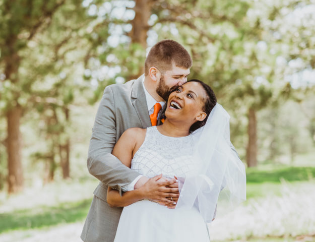 Evergreen Lake House outdoor lake nature trail adventurous candid fun wedding picture | From the Hip Photo Denver Colorado portrait photography