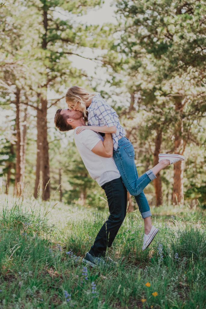 Lost Gulch Overlook Boulder Colorado outdoor mountain views fun candid romantic engagement pictures | From the Hip Photo portrait photography 