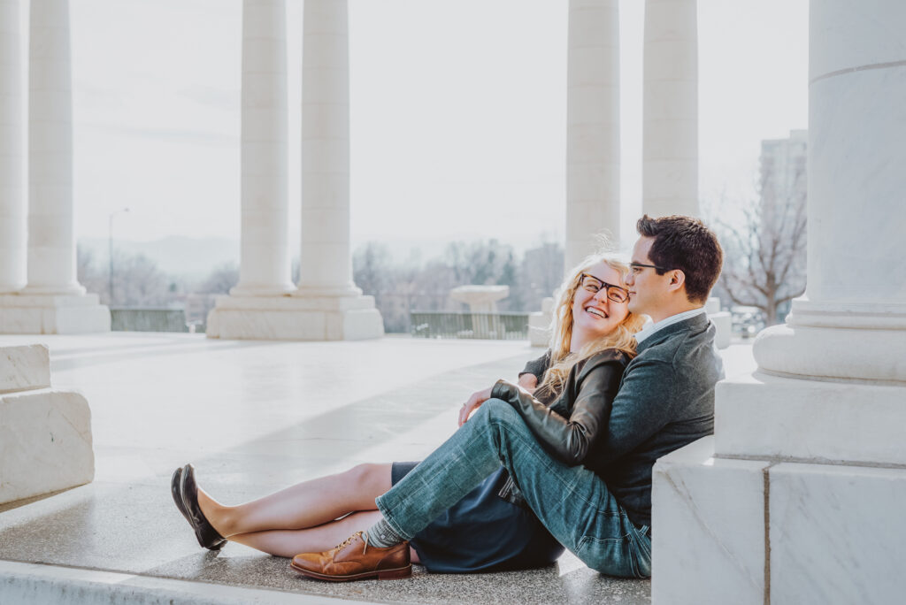 Cheesman Park outdoor pavillion park Denver candid fun loving family picture | From the Hip Photo portrait photography