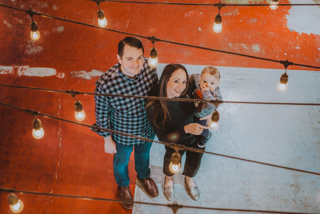 Stanley Marketplace indoor outdoor urban colorful fun candid outgoing family picture | From the Hip Photo Denver Colorado portrait photography