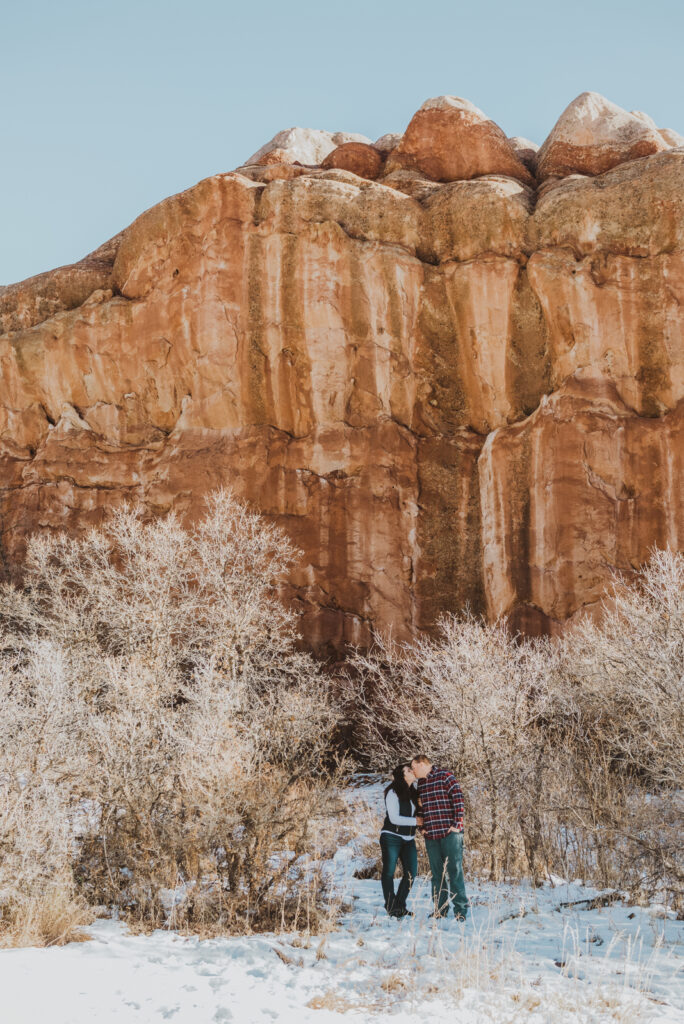 Roxborough State Park Littleton Colorado outdoor nature red rock adventurous candid fun engagement picture | From the Hip Photo Denver portrait photography 