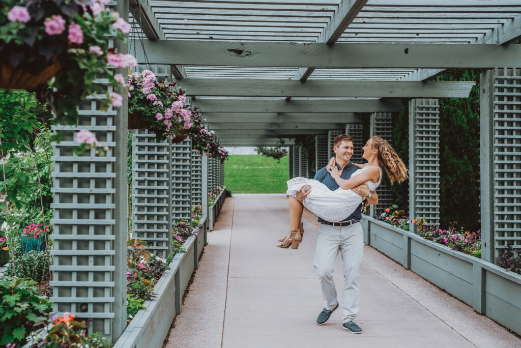 Denver Botanic Gardens Outdoor nature fun candid romantic engagement picture | From the Hip Photo Portrait Photography