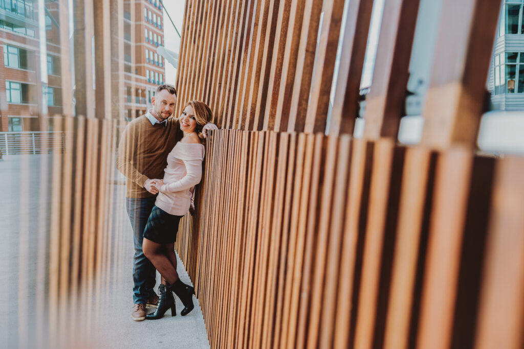 Confluence Park Millenium Bridge Riverfront Park outdoor nature urban downtown fun romantic engagement picture | From the Hip Photo Denver Colorado portrait photography 