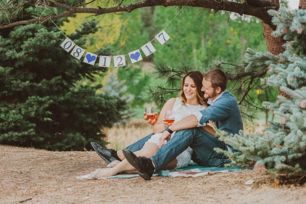 Evergreen Lake House outdoor lake nature trail adventurous candid fun engagement picture | From the Hip Photo Denver Colorado portrait photography