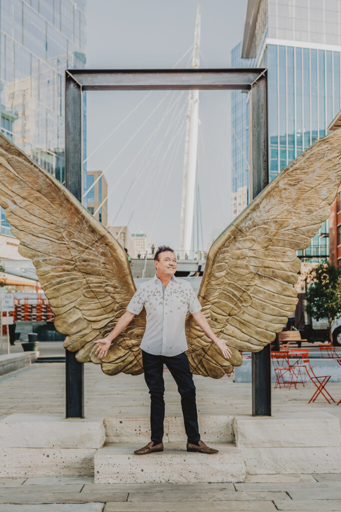 Confluence Park Millenium Bridge Riverfront Park outdoor nature urban downtown fun candid headshot picture | From the Hip Photo Denver Colorado portrait photography 