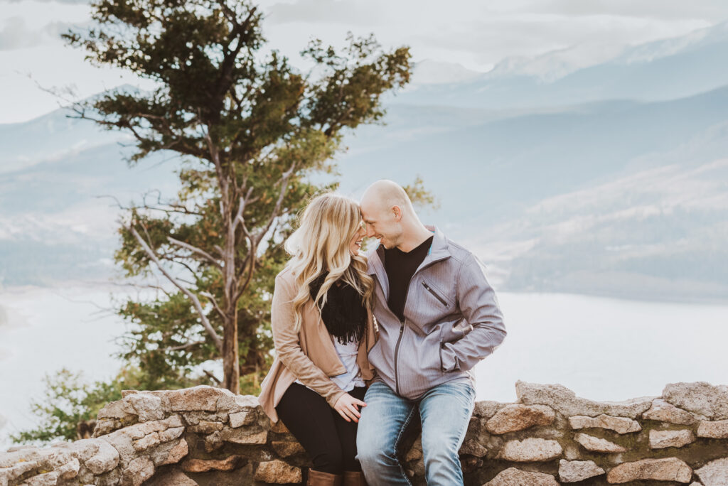 Sapphire Point Dillion Colorado outdoor mountain lake trail nature candid fun loving engagement picture | From the Hip Photo Denver portrait photography 