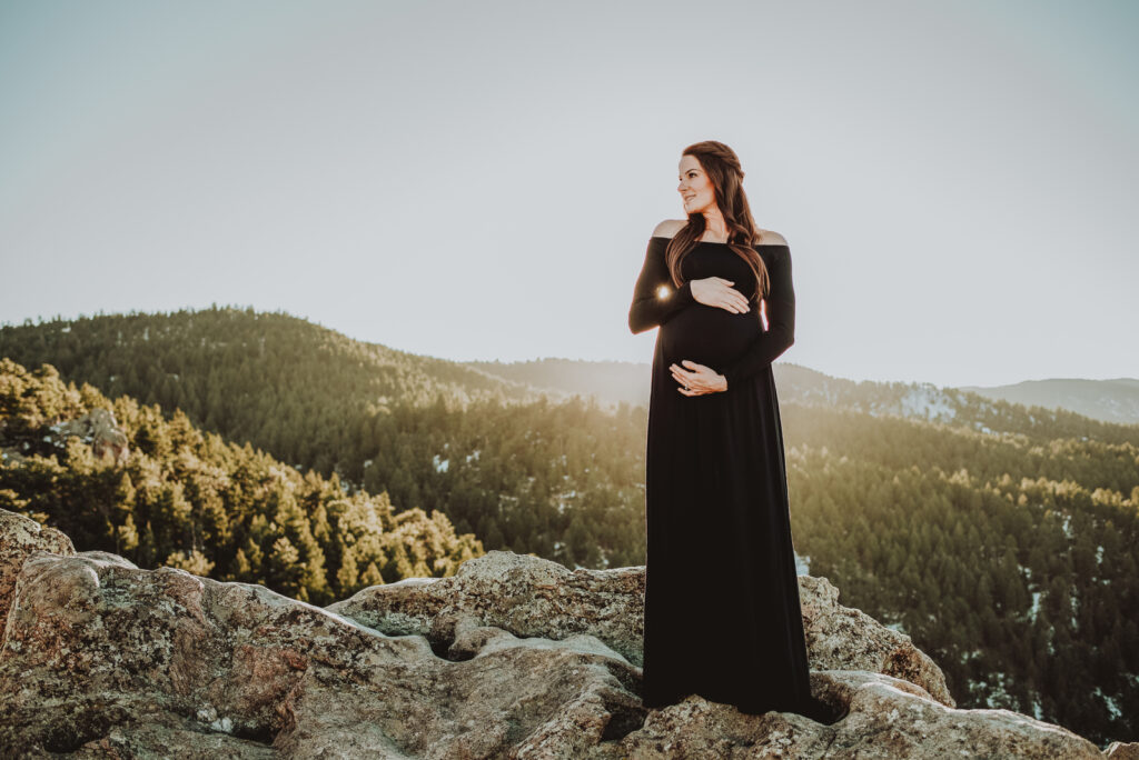 Lost Gulch Overlook Boulder Colorado outdoor mountain views fun candid maternity family pictures | From the Hip Photo portrait photography 