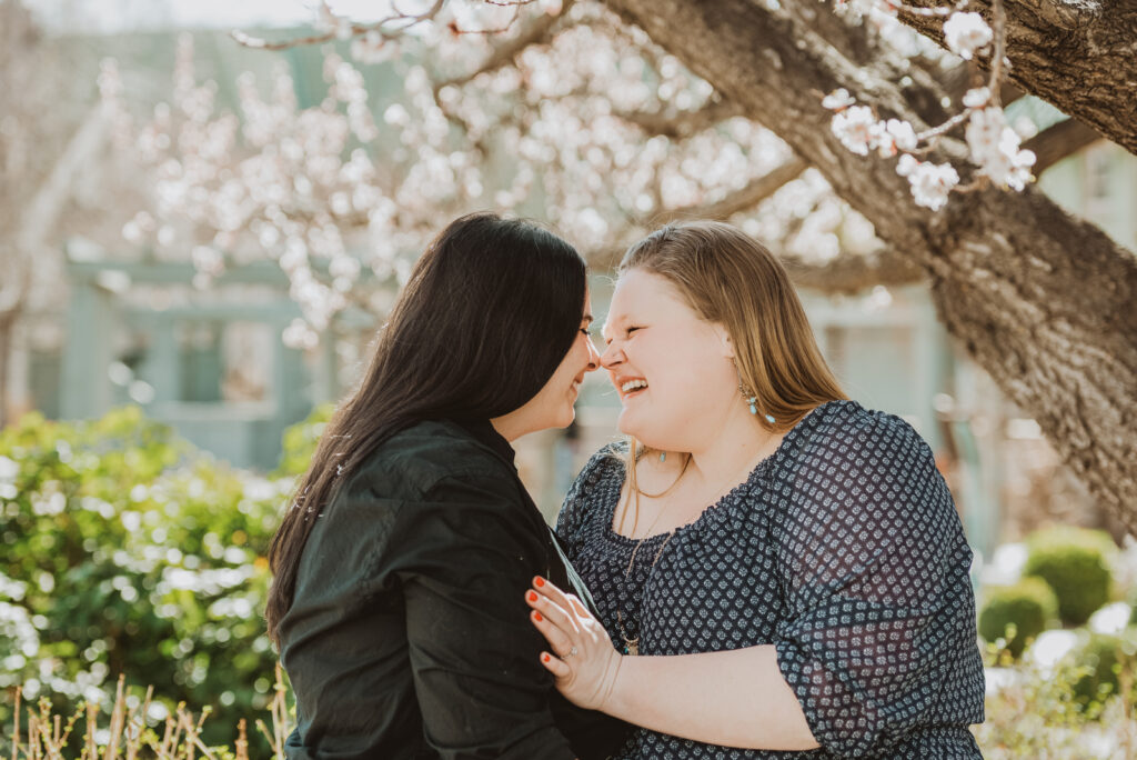 Denver Botanic Gardens Outdoor nature fun candid romantic engagement picture | From the Hip Photo Portrait Photography