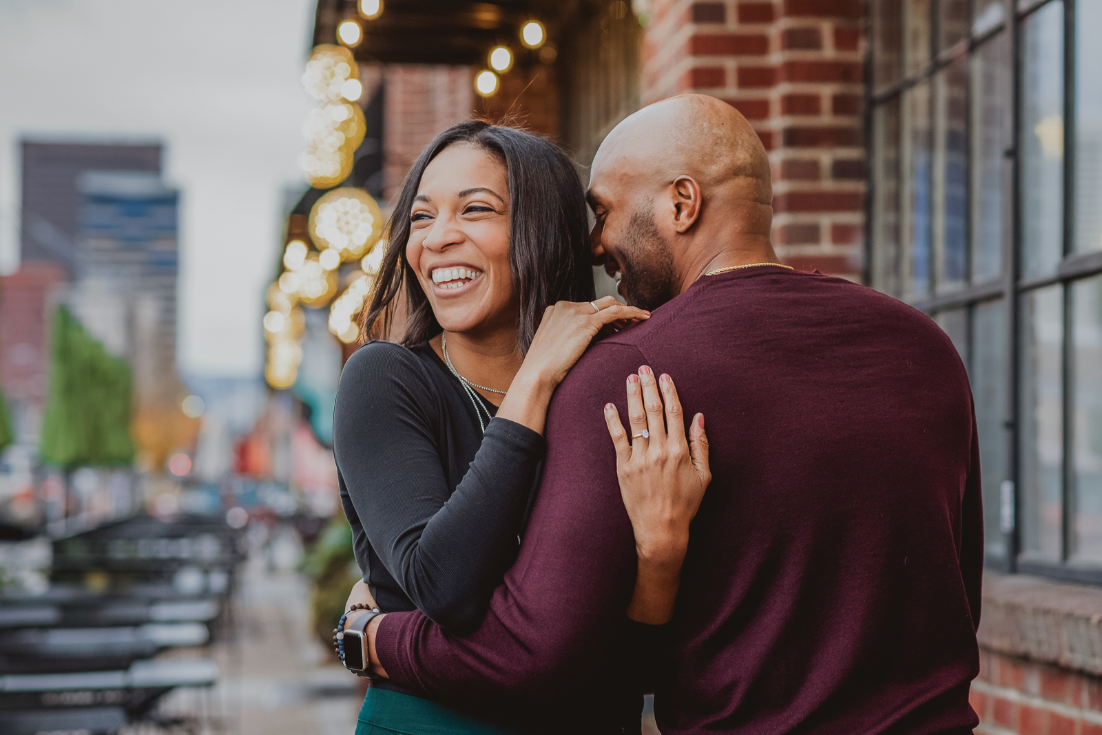 Elopement couple walking hand in hand through RiNo Art District Denver Colorado