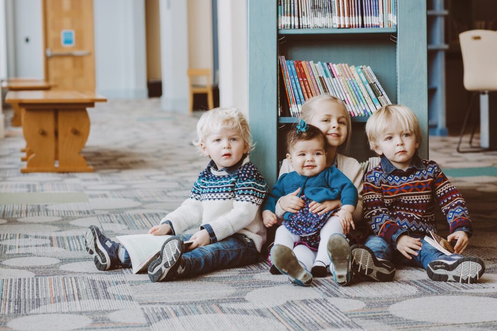 Downtown Civic Center Denver Library indoor fun candid family picture | From the Hip Photo Denver Colorado portrait photography 