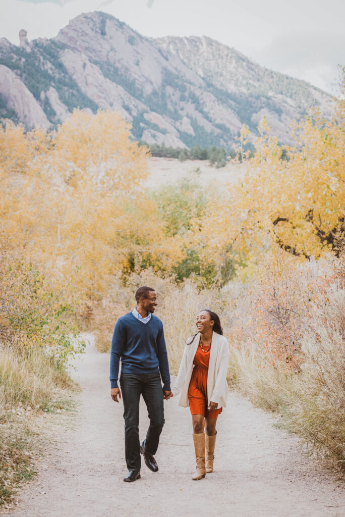 S. Mesa Trail and Eldorado Canyon outdoor nature trail candid fun romantic engagement picture | From the Hip Photo portrait photography 