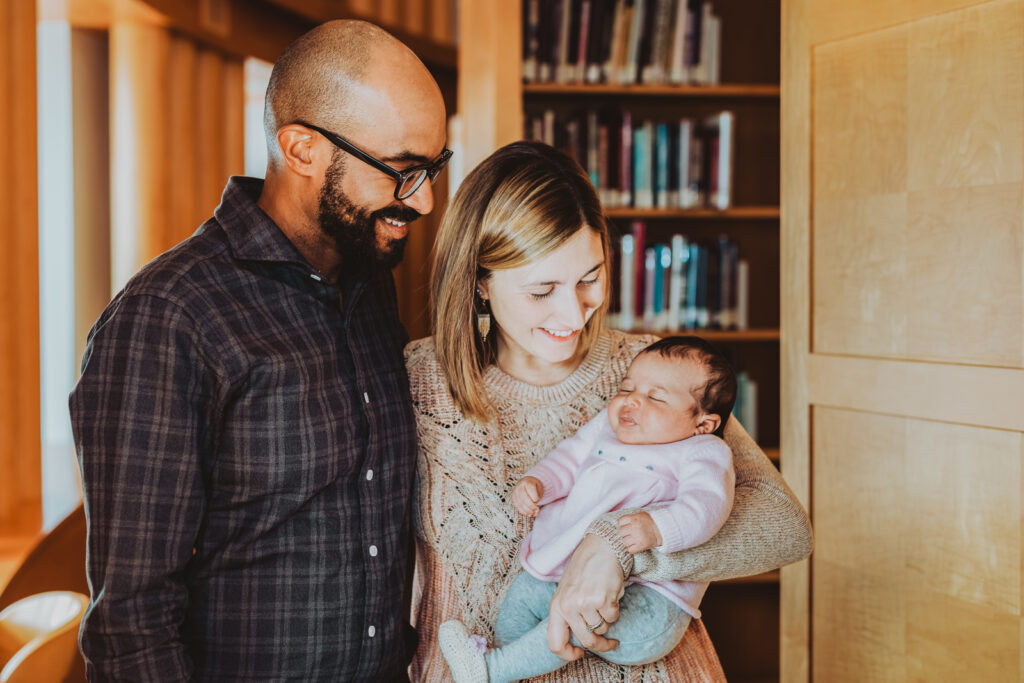 Downtown Civic Center Denver Library indoor fun candid family picture | From the Hip Photo Denver Colorado portrait photography 
