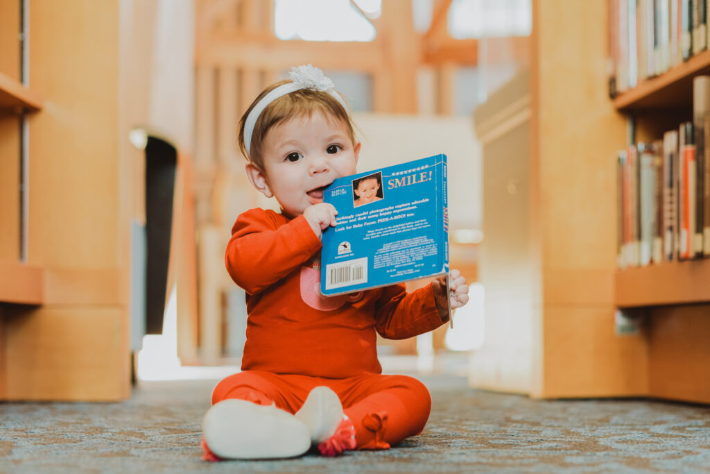 Downtown Civic Center Denver Library indoor fun candid family picture | From the Hip Photo Denver Colorado portrait photography 