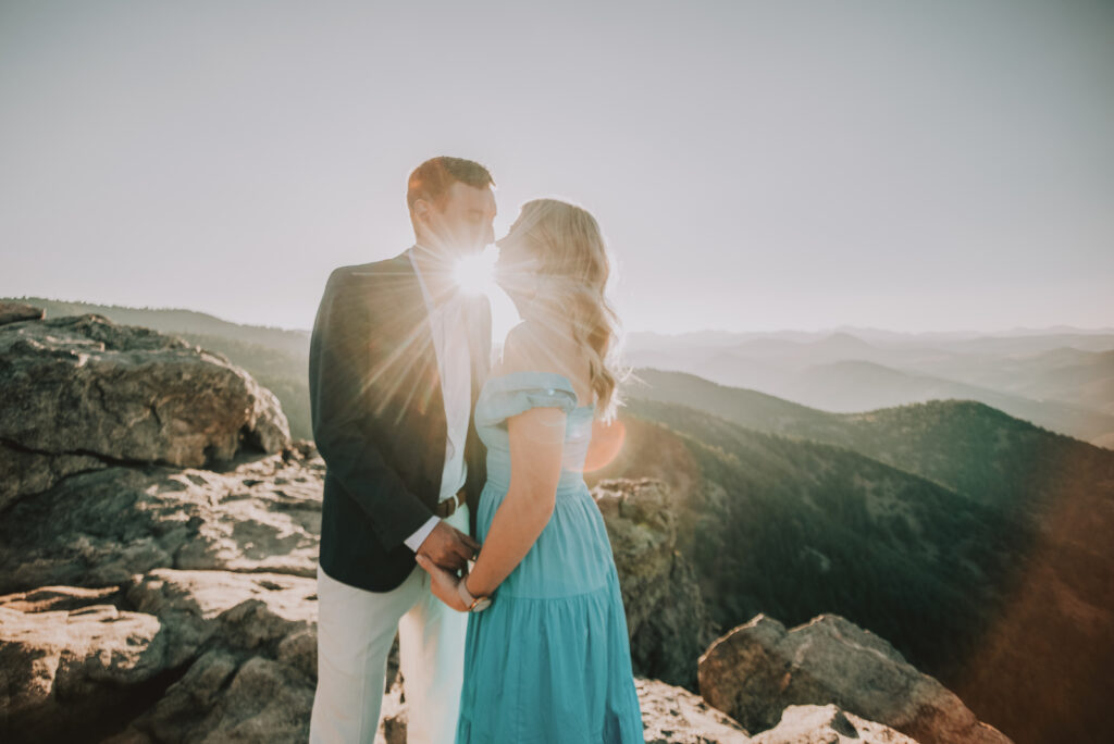 Lost Gulch Overlook Boulder Colorado outdoor mountain views fun candid romantic engagement pictures | From the Hip Photo portrait photography 