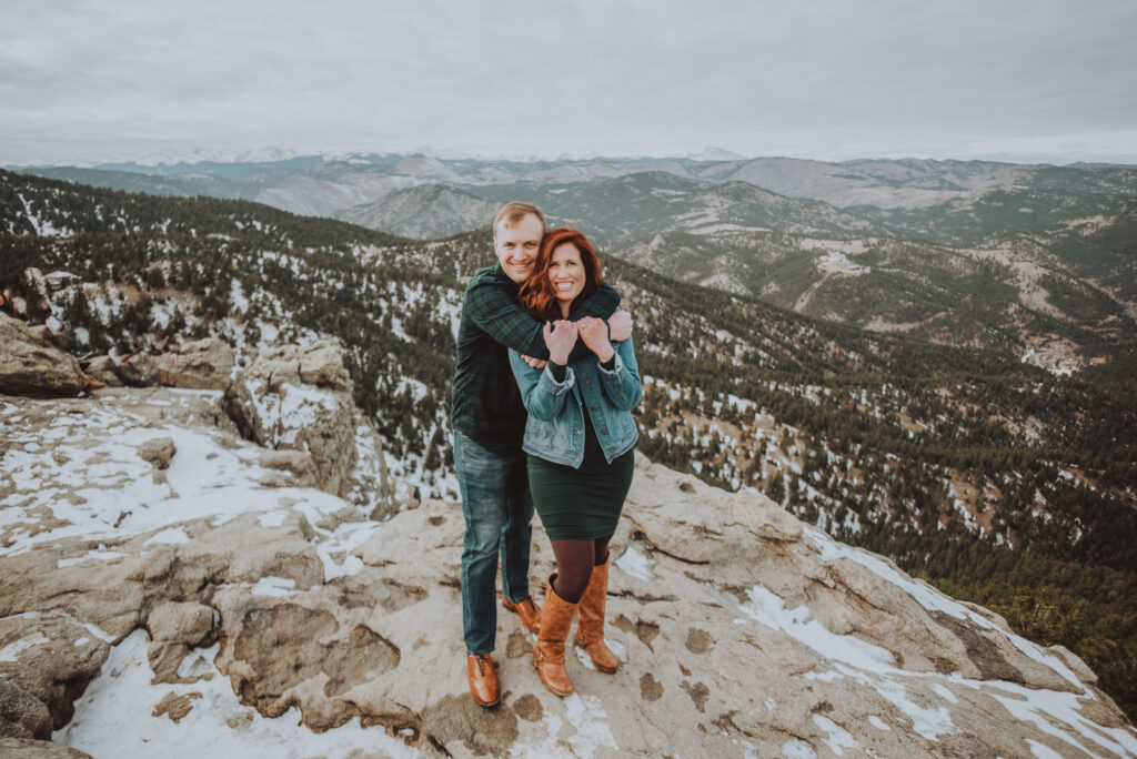 Lost Gulch Overlook Boulder Colorado outdoor mountain views fun candid romantic engagement pictures | From the Hip Photo portrait photography 