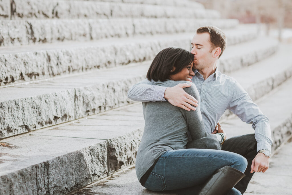 Confluence Park Millenium Bridge Riverfront Park outdoor nature urban downtown fun romantic engagement picture | From the Hip Photo Denver Colorado portrait photography 