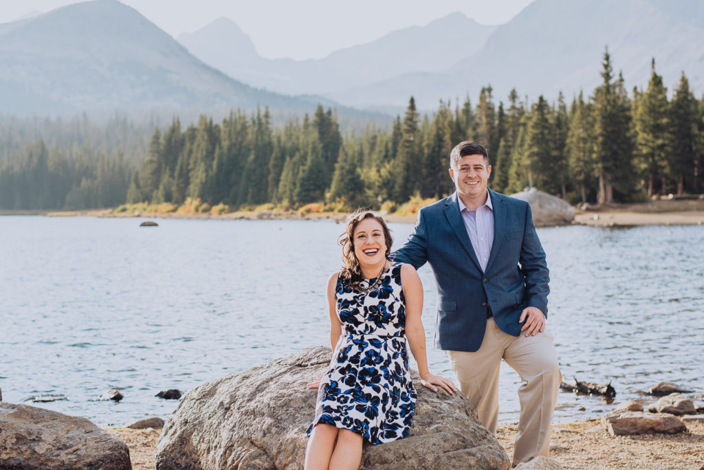 Brainard Lake outdoor lake mountain adventurous fun candid loving engagement picture | From the Hip Photo Denver Colorado portrait photography 