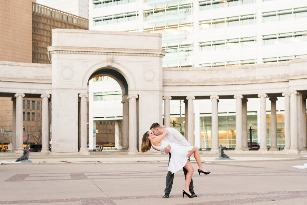 Expert tips to plan fun downtown Denver engagement photos Civic Center romantic engagement picture | From the Hip Photo Denver Colorado portrait photography 