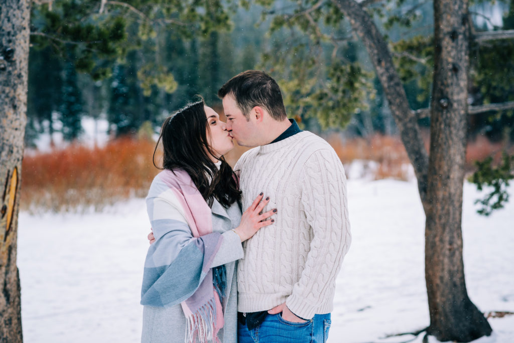 Rocky Mountain National Park engagement photography at Sprague Lake by From the Hip Photo